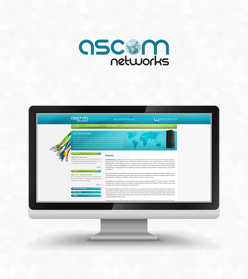 Sieci komputerowe, IT - Ascom Networks, logo i strona internetowa