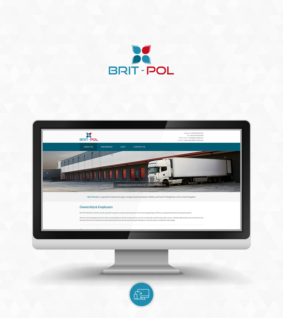 Transport międzynarodowy - Brit-Pol, logo i strona internetowa