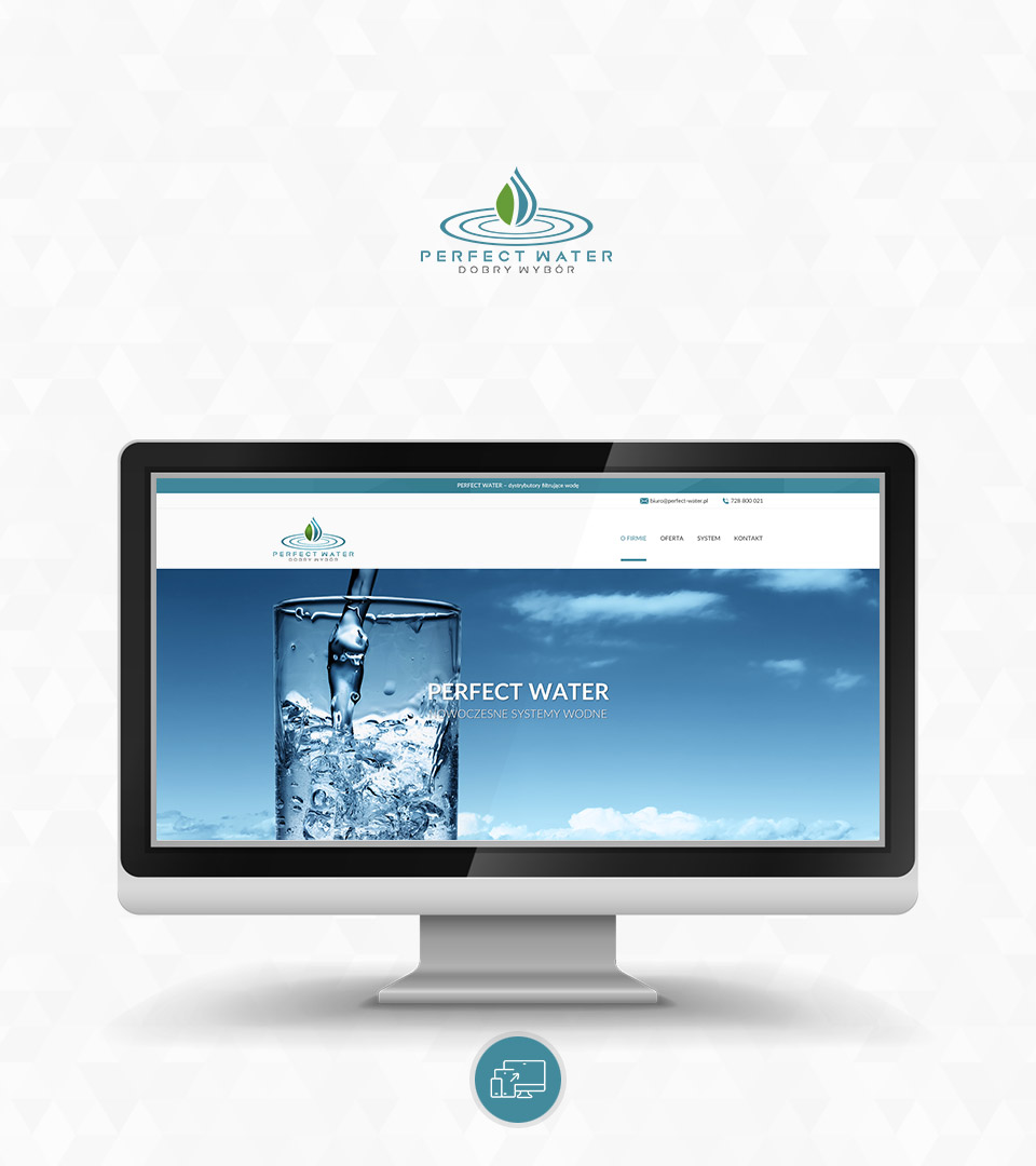 Dystrybutory do wody - Perfect Water, logo i strona internetowa