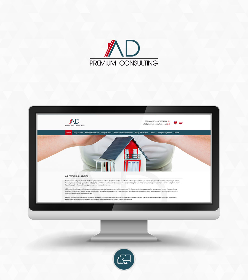 Ubezpieczenia i kredyty - Premium Consulting, logo i strona internetowa