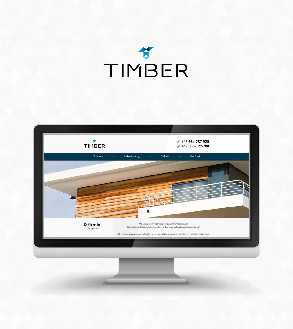 Elewacje z drewna - Timber, logo i strona internetowa